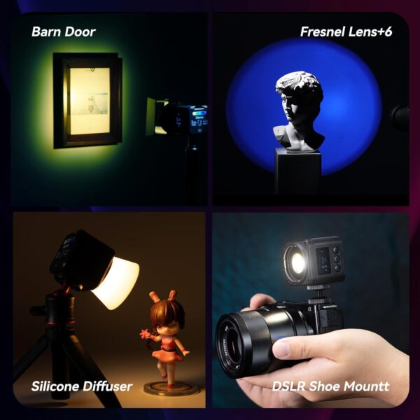 ULANZI L3 RGB LED Video Light, Waterproof Camera Lighting Kit 2700K-7000K Mini Cube COB Light Dimmable Fill Magnetic Photography Light with Fresnel Lens Cold Shoe for Smartphone,Action,DSLR Camera - Image 8