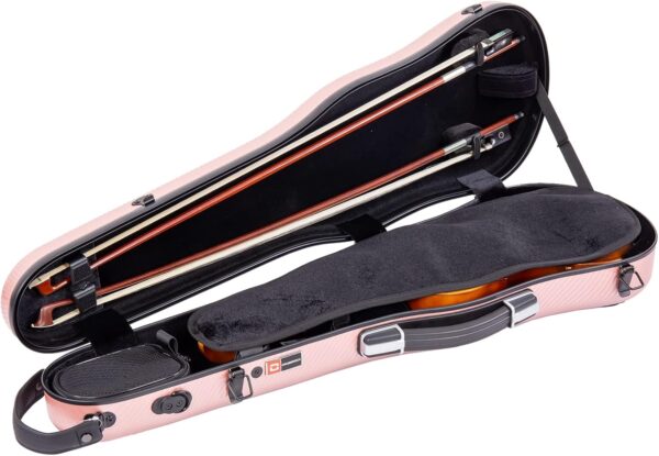 Crossrock Poly Carbon Case fits 4/4 violins, Anti-scratch Shaped Flight Case in Rose Gold(CRF4020SVRG) - Image 2