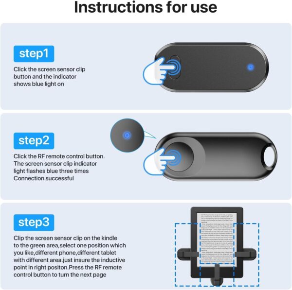 RF Remote Control Page Turner for Kindle Paperwhite Accessories Ipad Reading Kobo Surface Comics/Novels Tablets Android Taking Photos Camera Video Recording Remote Triggers - Image 5