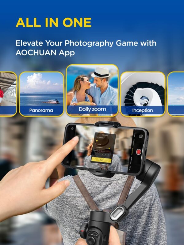 Gimbal Stabilizer for Smartphone, iPhone Gimbal w/Focus Wheel Face/Object Tracking Gimbal for iPhone 16 15 Pro Max/Android Foldable 3-Axis Handheld Phone Gimbal for Video Recording -Smart XE - Image 5