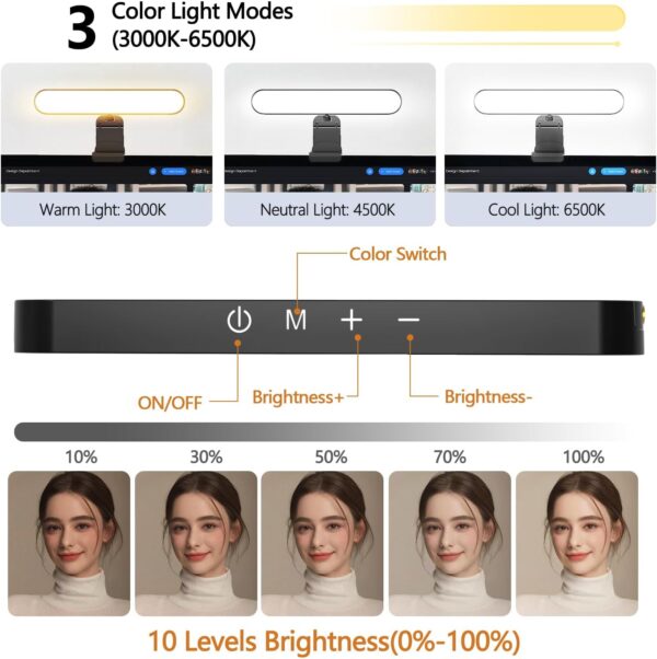 yAyusi Dual-lamp Video Conference Lighting, LED Streaming Light with Remote and Touch Control, Zoom Lighting for Computer,Webcam Monitor Laptop Ring Light for Video Calls/Zoom Meetings/Video Recording - Image 4