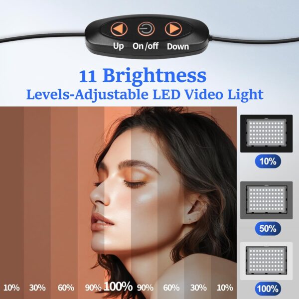 2 Pack LED Video Photography Lighting Kit with 54'' Tripod Stand, Dimmable 5600K USB Studio Lights with Barndoor -9 Color Lighting for Video Recording, Photo Studios, YouTube, TikTok, Game Streaming - Image 2