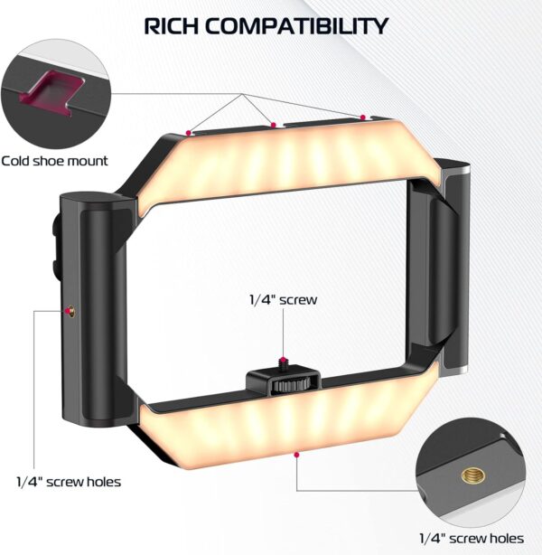 ULANZI Smartphone Video Rig with Light, U-Rig Light Cell Phone Handheld Stabilizer with Ring Light 2500K-9000K CRI 90+ for Filmmaking Live Steam YouTube Video Recording, with 5000mAh Build-in Battery - Image 6