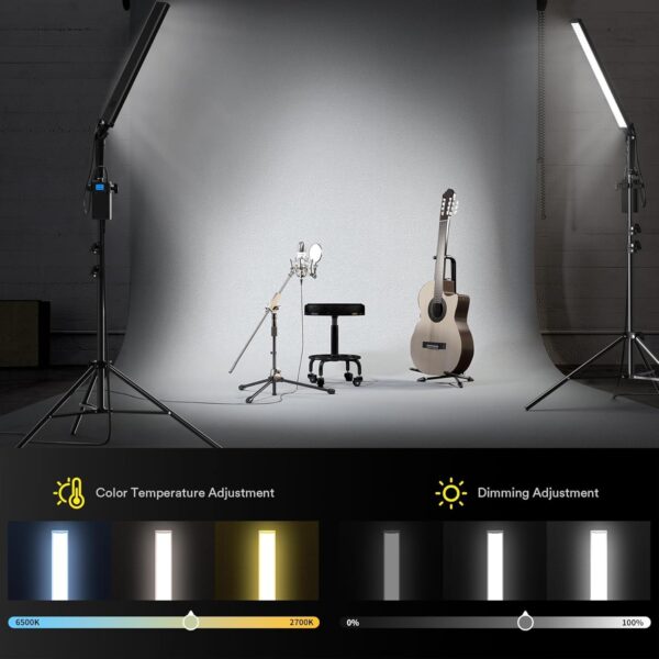 RALENO LED Photography Lighting Kit, LED Light Photography Studio, Continuous Fill Light (45W, 2700K-6500K, 97CRI, 78-Inch Stands) Adjustable Stick Light for Video Recording/YouTube/Streaming - Image 3