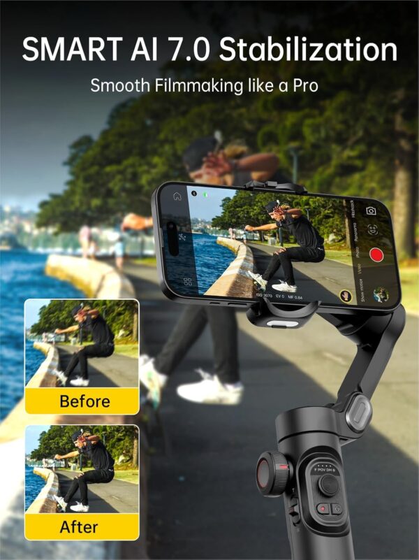 Phone Gimbal Stabilizer 3-Axis Smartphone Foldable Handheld Gimbal for iPhone with Focus Wheel TikTok YouTube Vlog Stabilizer for iPhone16 15 14 13 12 Pro Max Android-AOCHUAN Smart XE XE - Image 2