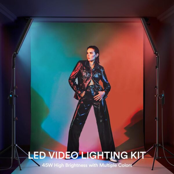 RALENO LED Photography Lighting Kit, LED Light Photography Studio, Continuous Fill Light (45W, 2700K-6500K, 97CRI, 78-Inch Stands) Adjustable Stick Light for Video Recording/YouTube/Streaming - Image 2