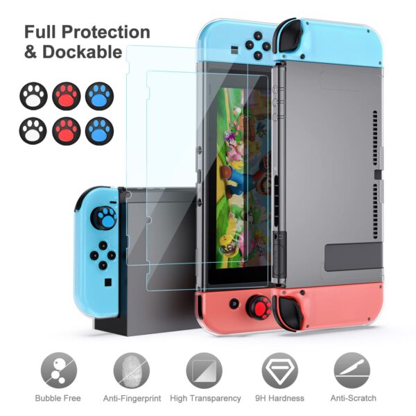 innoAura Switch Case for NS Switch 19 in 1 Switch Accessories Bundle with Switch Carrying Case, Switch Game Case, Switch Screen Protector, Switch Stand, Switch Thumb Grips (Gray) - Image 6