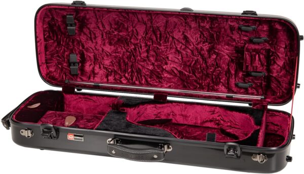 Crossrock Fiberglass Oblong Case fits 4/4 Full-Size Violin, Includes TSA lock, Protective Blanket, Hygrometer, Accessory Compartments-Black (CRF2020VBK-R) - Image 2