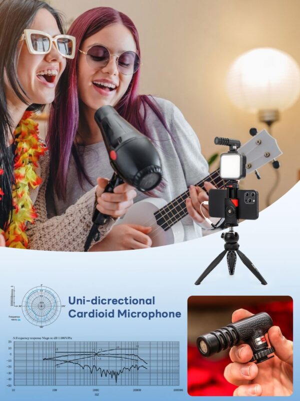 Smartphone Vlogging Kit for iPhone 16/15/14 Mini/Pro/Max, Android Smartphone Content Creator Kit w/Microphone Light Auto-Switch Phone Clip for YouTube Tiktok Live Steam (Vlog K2) - Image 5