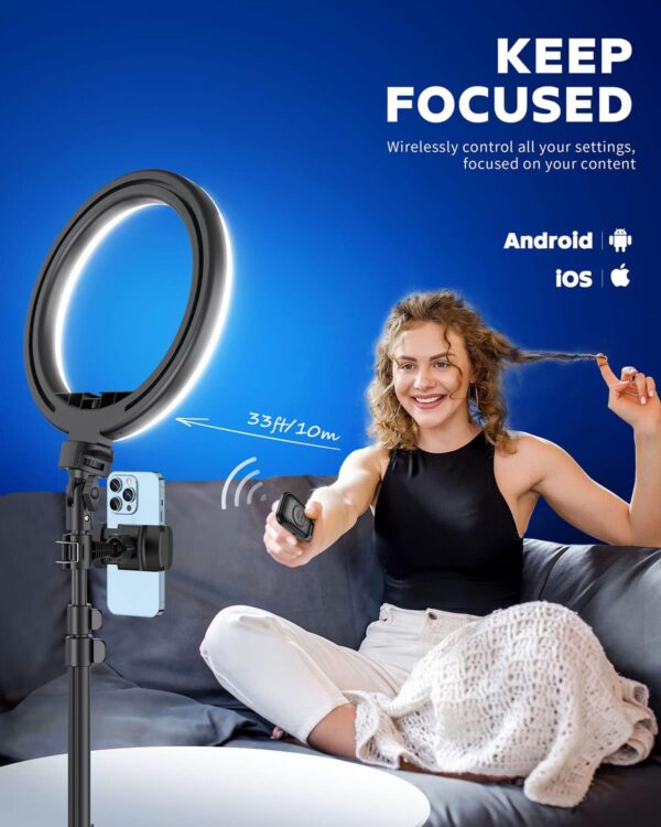 Kaiess 10.2" Selfie Ring Light with 65" Adjustable Tripod Stand & Phone Holder for Live Stream/Makeup, Upgraded Dimmable LED Ringlight for Tiktok/YouTube/Zoom Meeting/Photography - Image 4