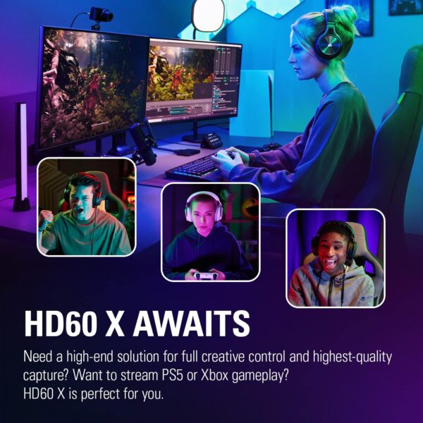 Elgato HD60 X - Stream and Record in 1080p60 HDR10 or 4K30 with Ultra-low Latency on PS5/Pro, PS4/Pro, Xbox Series X/S, Xbox One X/S, in OBS and More, Works with PC and Mac - Image 3