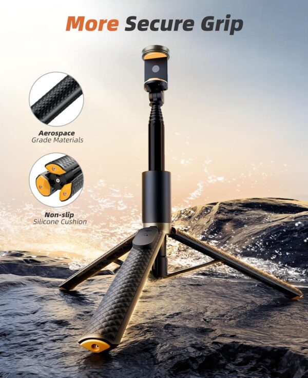 62" Phone Tripod & Selfie Stick, Tripod for iPhone with Remote, Portable, Lightweight Travel Tripod for Selfies Video Recording Vlog, Extendable Phone Tripod Stand Compatible with iPhone Android - Image 4