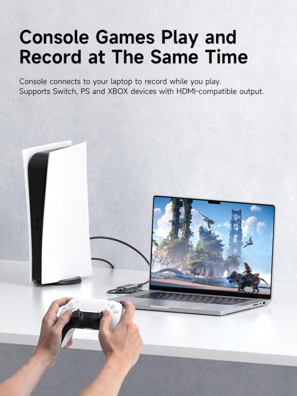 Hagibis USB3.0 Video Capture Card with 100W PD HDMI to USB/USB C 1080P HD 60fps Live and Record Video Audio Game MS2130 for Quest 3 2 Pro VR Switch PS4/5 Live Broadcast, Gaming, Streaming (UHC07P) - Image 3