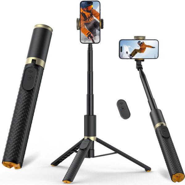 62" Phone Tripod & Selfie Stick, Tripod for iPhone with Remote, Portable, Lightweight Travel Tripod for Selfies Video Recording Vlog, Extendable Phone Tripod Stand Compatible with iPhone Android