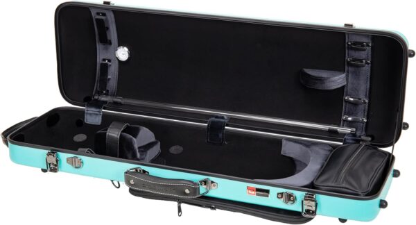 Crossrock Poly Carbon Oblong Case fits 4/4 Full-Size Violin, Includes Protective Blanket, Outside Music Pouch, Hygrometer, Accessory Pocket, Detachable Straps -Mint Blue (CRF4050VFMB-R) - Image 2