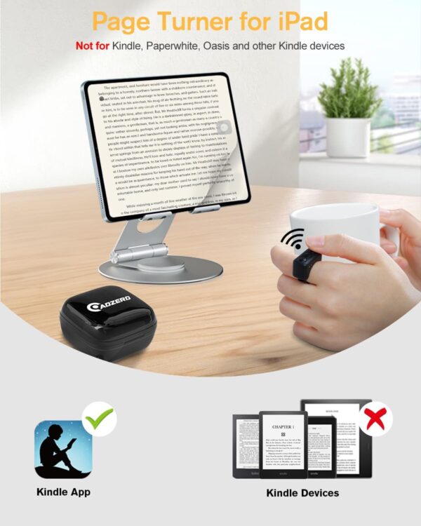 Remote Control for TikTok, Page Turner for Kindle App, Bluetooth Camera Video Recording Remote, Scrolling Ring for TIK Tok, iPhone, iPad, iOS, Android - Black - Image 4