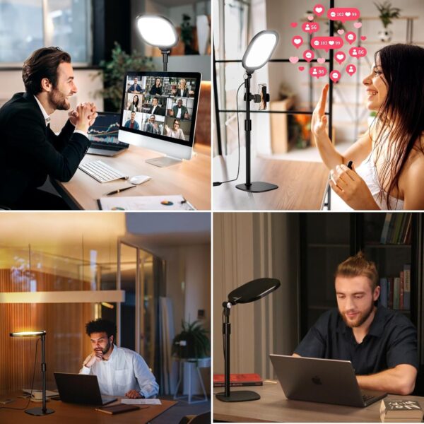 Zoom Lighting for Computer, Adjustable Desk Lighting for Video Calls, 30 Light Modes Video Conference Light, Desk Ring Light with Stand for Webcam, Meetings, Live Stream, Home Office. CRI 97.8 - Image 3