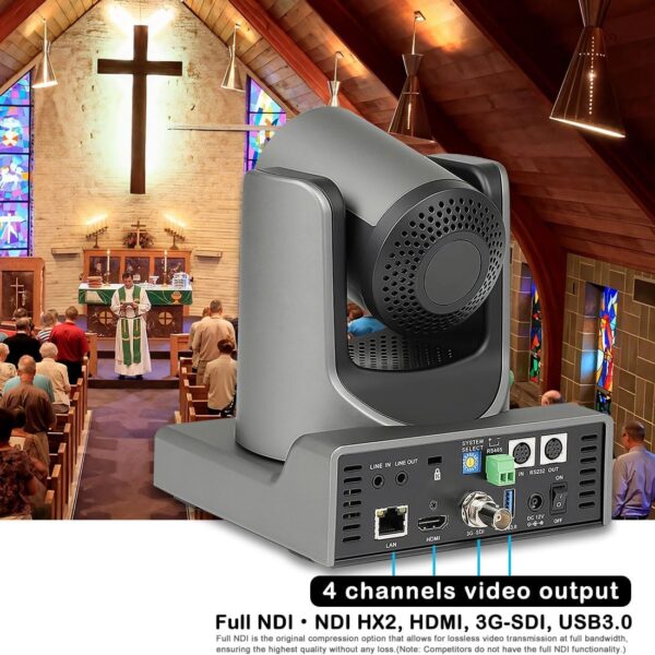 Full NDI Camera 20X Optical Zoom Live Streaming Auto Tracking Camera with HDMI/3G-SDI/USB/NDI 60fps Video Output for Video Production (Embed Latest Newtek NDI SDK) - Image 4