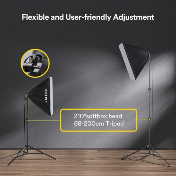 RALENO Softbox Lighting Kit, 20X28-Inch Softbox Photography Lighting with LED Bulbs(50W | 5500K | TLCI≥97), Streaming Lighting for Video Rcording Photoes Portraits YouTube | Model: PS40 - Image 4