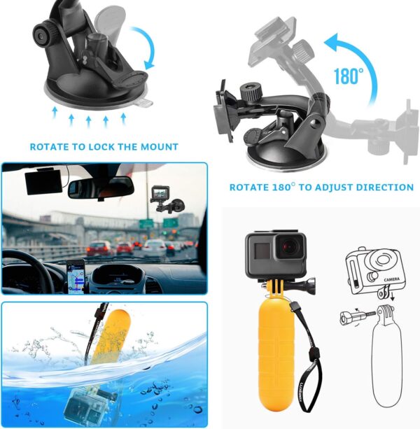 Luxebell Accessories Kit for AKASO EK5000 EK7000 4K WiFi Action Camera GoPro Hero 12 11 10 9 8 7 6 5/Session 5/Hero 4/3+/3/2/1 Max Fusion SJ4000 SJ5000 (14-in-1) - Image 4