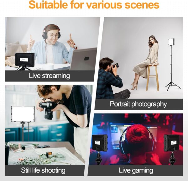 EMART Led Photography Lighting Kit, 2 Pcs Dimmable Continuous Portable Studio Light with 54 inch Adjustable Tripod Stand for Video Recording, Photoshoot, YouTube, Game Streaming - Image 7