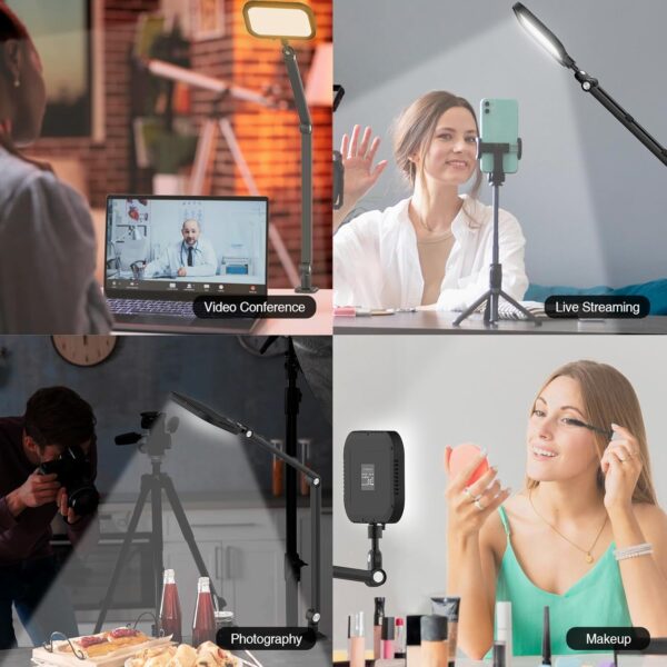 APEXEL Desk Video Conference Light for Zoom Meeting, Webcam Light with C-Clamp, 360° Rotate & Adjust Arm, Desk Zoom Light for Home Office, Laptop Video Calls, Live Streaming, Video Recording Podcast - Image 6