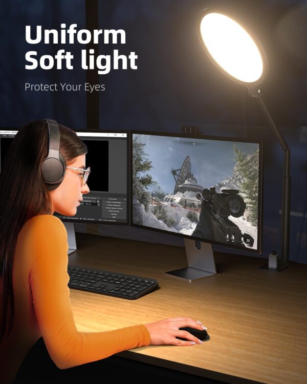 Weilisi 10.2" Desk Ring Light with Stand for Zoom Meetings, Ring Light for Desk with Clamp, 360° Rotate & Flexible Height Video Conference Light, Adjust Arm Desk Lamp Zoom Light for Home Office - Image 2