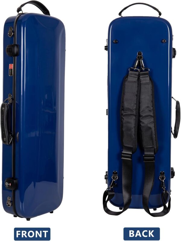 Crossrock Fiberglass Oblong Case fits 4/4 Full-Size Violin, Includes TSA lock, Protective Blanket, Hygrometer, Accessory Compartments-Navy Blue (CRF2020VNVBL-R) - Image 4