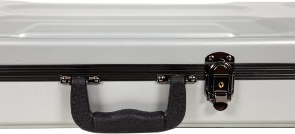 Crossrock 4/4 size Violin Case | ABS Molded Hardshell with Interior Compartment, 2 Bow Holders, Security Lock, and Detachable Straps-Silver (CRA860VFSL) - Image 7