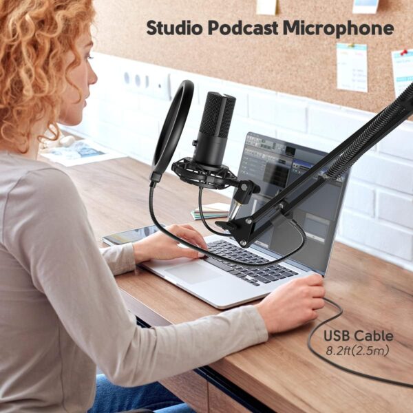 FIFINE Studio Condenser USB Microphone Computer PC Microphone Kit with Adjustable Boom Arm Stand Shock Mount for Instruments Voice Overs Recording Podcasting YouTube Vocal Gaming Streaming-T669 - Image 8