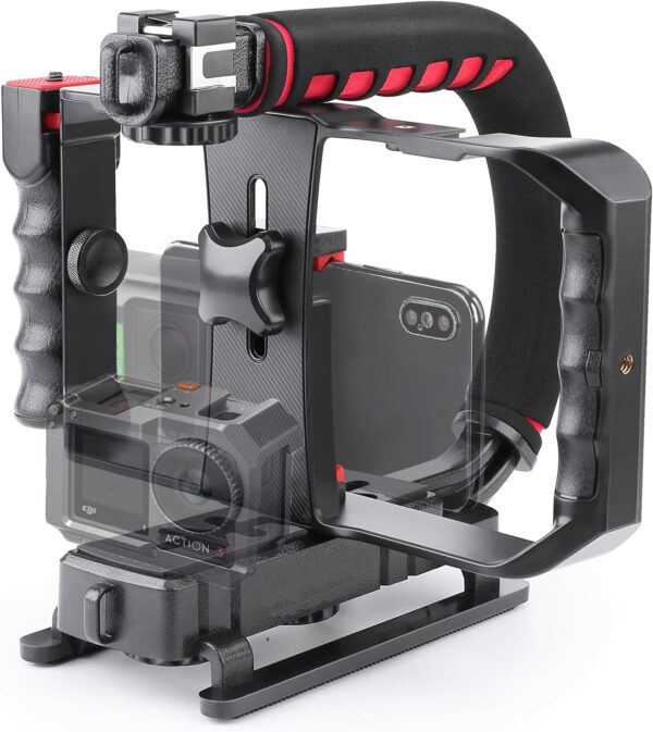 Handheld Stabilizer with Smartphone Video Rig, Video Action Handhels Rig for All Camera Action Camera Camcorder and Smartphones ﻿