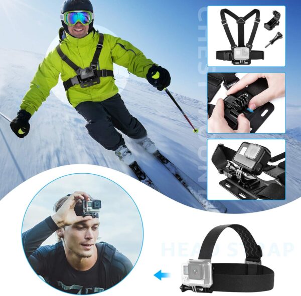 Luxebell Accessories Kit for AKASO EK5000 EK7000 4K WiFi Action Camera GoPro Hero 12 11 10 9 8 7 6 5/Session 5/Hero 4/3+/3/2/1 Max Fusion SJ4000 SJ5000 (14-in-1) - Image 3