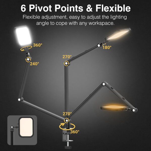 APEXEL Desk Video Conference Light for Zoom Meeting, Webcam Light with C-Clamp, 360° Rotate & Adjust Arm, Desk Zoom Light for Home Office, Laptop Video Calls, Live Streaming, Video Recording Podcast - Image 3