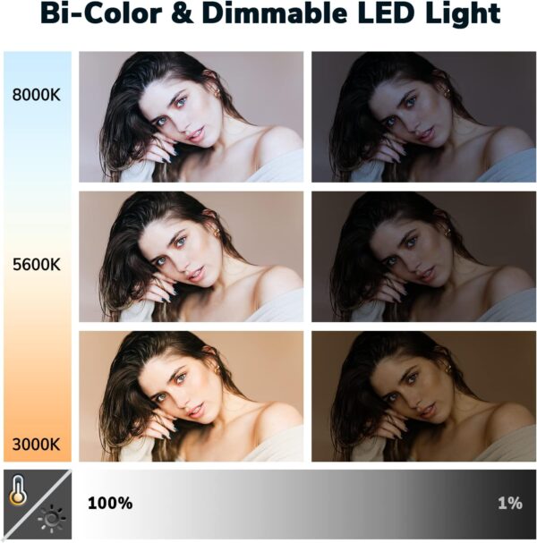 D50 Photography Lighting with Barn Door, 2-Pack 15.4" LED Video Light with Remote, 45W 3000K-8000K Dimmable Bi-Color Panel Light for Live Streaming/Wedding Shooting/Video Recording/Studio/Film - Image 2