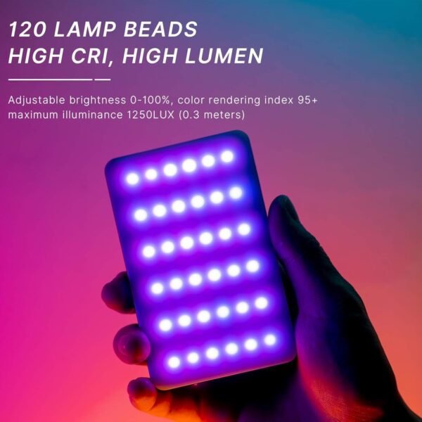 VIJIM VL120 RGB Video Light, Portable LED Camera Light Panel 0-360 Full Color, CRI 95+ 2500-9000K LED 3100mAh Rechargeable DSLR Lighting for Vlogging, Photography, Video Conference - Image 9