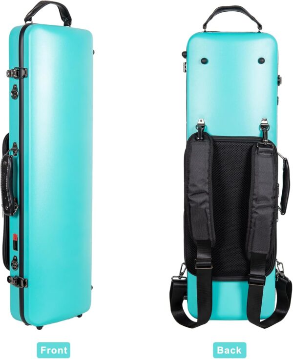 Crossrock Poly Carbon Oblong Case fits 4/4 Full-Size Violin, Includes Protective Blanket, Outside Music Pouch, Hygrometer, Accessory Pocket, Detachable Straps -Mint Blue (CRF4050VFMB-R) - Image 3