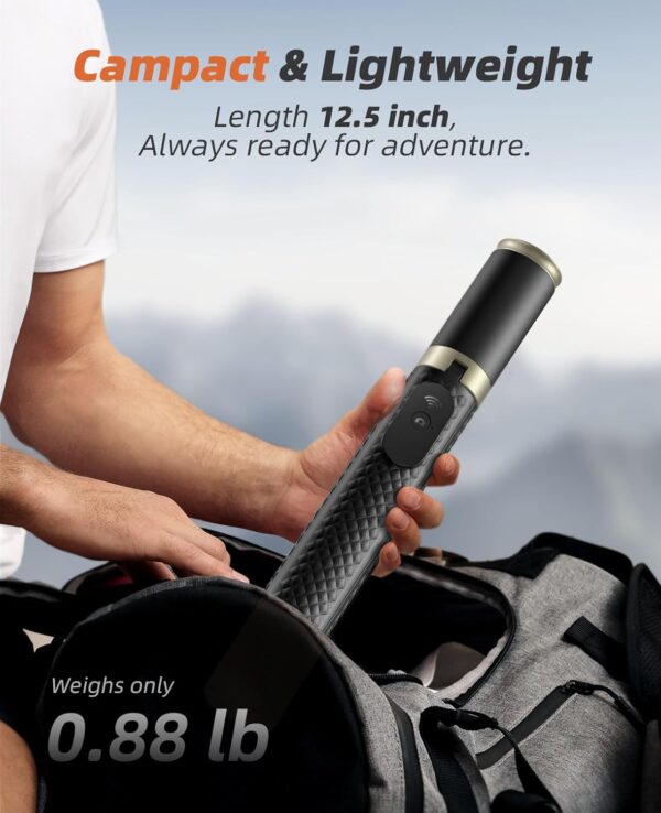 62" Phone Tripod & Selfie Stick, Tripod for iPhone with Remote, Portable, Lightweight Travel Tripod for Selfies Video Recording Vlog, Extendable Phone Tripod Stand Compatible with iPhone Android - Image 7