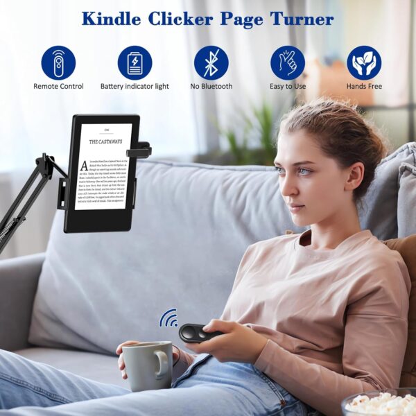 RF Remote Control Page Turner for Kindle Paperwhite Oasis Scribe Kobo,Clicker Page Turner Kindle Accessories for iPhone,iPad, Android Tablets Reading Novels,Camera Video Record&Shutter Selfie - Image 2