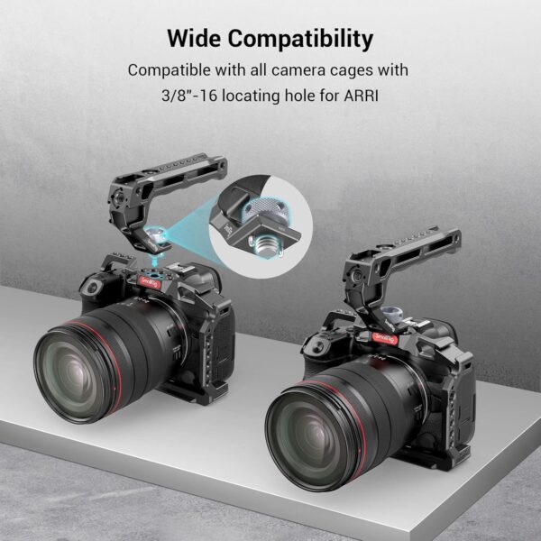 SmallRig Top Handle with 3/8"-16 Locating Pins for ARRI Grip for Camera Cage, Universal Video Rig with 5 Cold Shoe Adapters to Mount DSLR Camera with Microphone/LED Light/Monitor - 3765 - Image 2