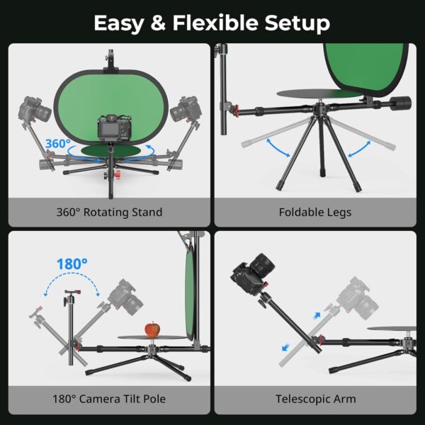 SmallRig Professional 12" 360° Photography Turntable, Adjustable Shooting Angle, Camera Spinner Portable Video Rotating Platform, Photo Booth for Product Photography/Video Making - 4807 - Image 2