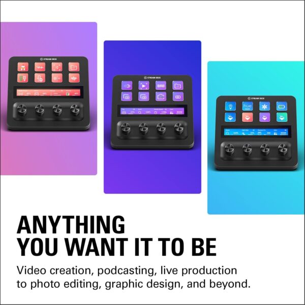 Elgato Stream Deck +, Audio Mixer, Production Console and Studio Controller for Content Creators, Streaming, Gaming, with customizable touch strip dials and LCD keys, works with Mac and PC - Image 4