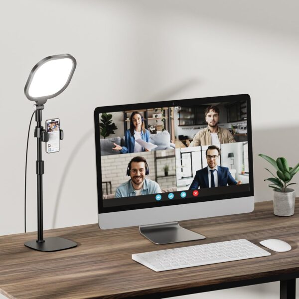 Zoom Lighting for Computer, Adjustable Desk Lighting for Video Calls, 30 Light Modes Video Conference Light, Desk Ring Light with Stand for Webcam, Meetings, Live Stream, Home Office. CRI 97.8