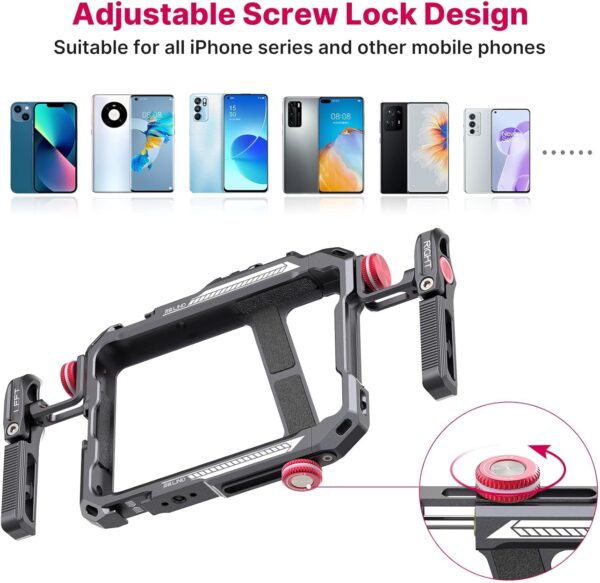 ULANZI Smartphone Video Rig with Handle, LINO Filmmaking Case Aluminum Alloy Phone Video Stabilizer Grip Tripod Mount for Video Maker Videographer with Cold Shoe for iPhone 16 15 Mini Pro Max 8 Plus - Image 2