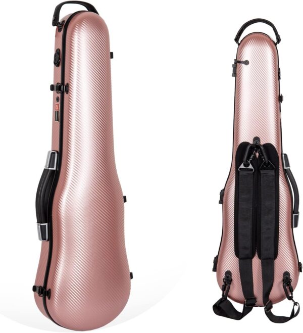 Crossrock Poly Carbon Case fits 4/4 violins, Anti-scratch Shaped Flight Case in Rose Gold(CRF4020SVRG)