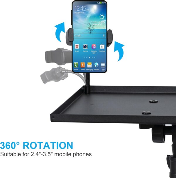 Projector Stand Tripod from 23" to 46", Laptop Tripod Stand Height Adjustable with Gooseneck Phone Holder, Laptop Floor Stand for Office, Home, Stage, Studio, DJ Racks Holder Mount - Image 6