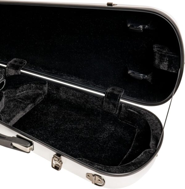 MI&VI NG-7002SCC Classic Hard-Shell Fiberglass Shaped Violin Case 4/4 (Full Size) Polish Cloth Included | Adjustable Straps | 4.5lb Light | Tough Shell (White) - Image 4