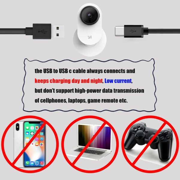 4 Pack 25 ft USB C Cable for CCTV WiFi Security Camera, Type-C Extension Cord Flat Waterproof Wire Clips, Black - Image 3