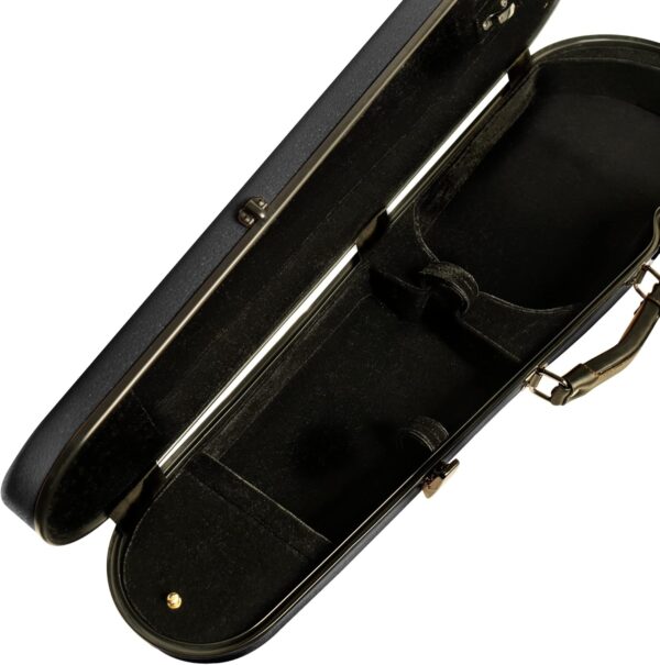 MI&VI NP-7001S Classic Poly Carbon Shaped Violin Case (Full Size) 4/4 with Carry Straps | Hygrometer | Tough Shell (Black) - Image 4