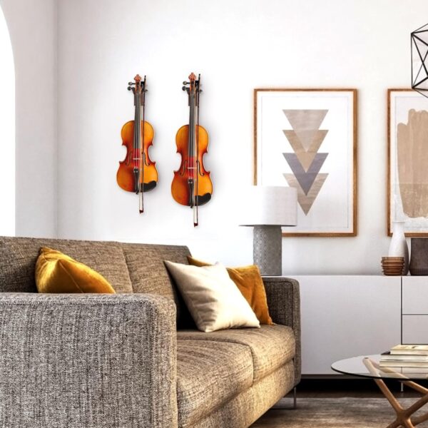 SNIGJAT Violin Wall Mount 2 Pack, Hardwood Violin Hanger Wall Mount with Bow Holder, Violin Wall Hook Vertical Display, Violin Wall Stand Fits 4/4, 3/4, 1/2, 1/4 Violin for Home and Studio - Image 7