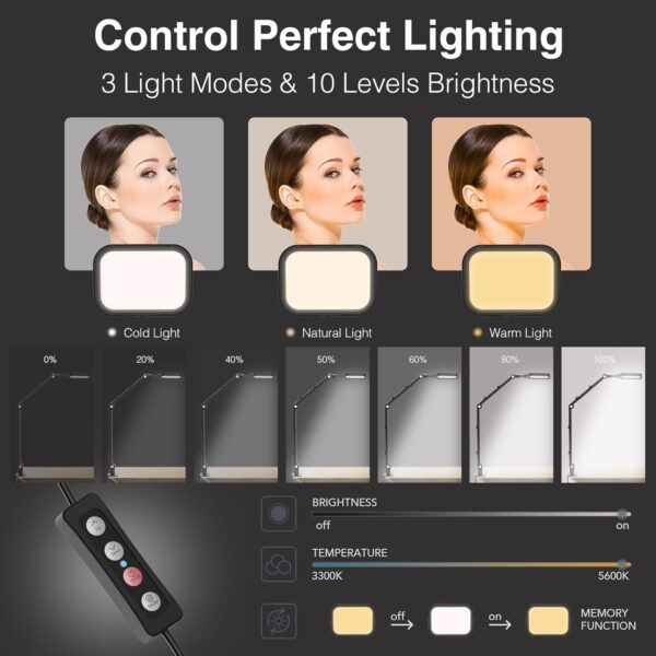 APEXEL Desk Video Conference Light for Zoom Meeting, Webcam Light with C-Clamp, 360° Rotate & Adjust Arm, Desk Zoom Light for Home Office, Laptop Video Calls, Live Streaming, Video Recording Podcast - Image 2
